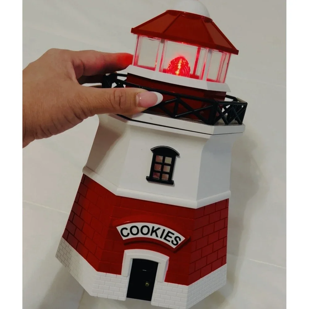Vintage Light House Cookie Jar 1999 Turns On-Adding Cookies‎ Holiday Christmas